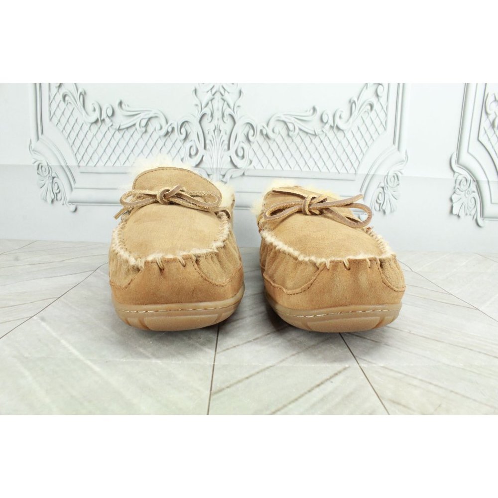 LL Bean Brown Suede Slip On Wicked Good Original Moccasin Slippers 11 Wide - Picture 4 of 9